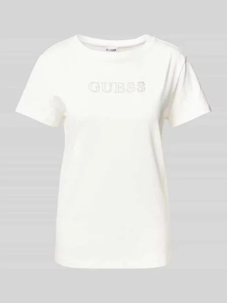 T-shirt z detalem z logo model ‘BRIANA’ Guess Activewear biała