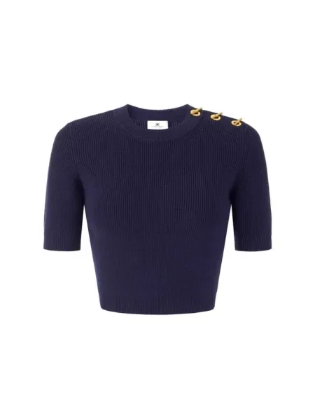 Dzianinowy krótki sweter Elisabetta Franchi niebieski