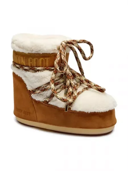Moon Boot Bőr hótaposó MB ICON LOW SHEARLING barna