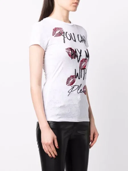 Tričko Philipp Plein s flitry bílé