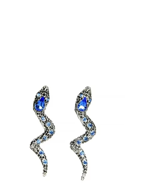 Cercei Moire orecchini serpente blue albastru / metalic gri