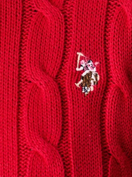 U.S. Polo Assn. női pulóver CREW NECK CABLE piros