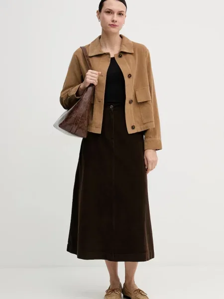 Вельветовая классическая ошейниковый рубашка United Colors Of Benetton коричневая