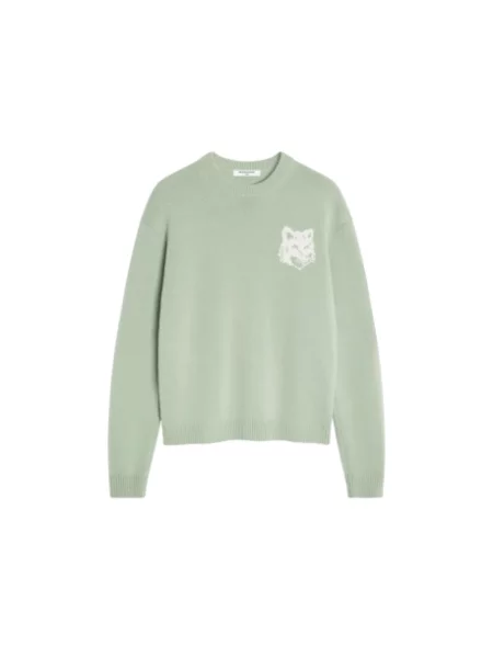 Sweter Maison Kitsune wełniany zielony