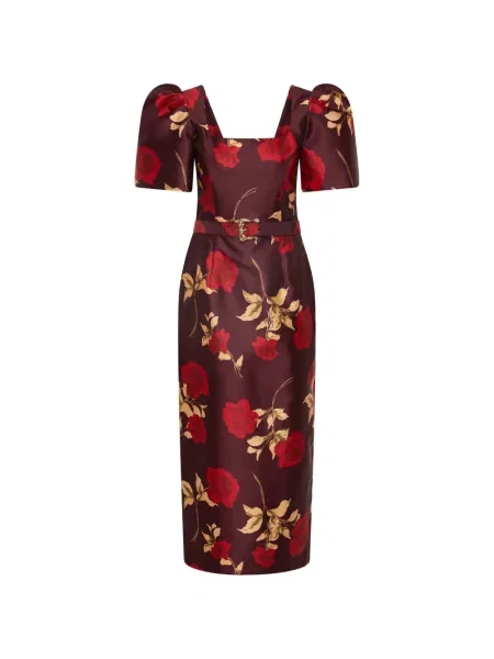 Scurt rochie midi Rebecca Vallance cu mâneci scurte maro
