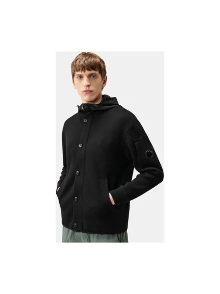 Bluza z kapturem C.p. Company wełniana z kapturem czarna
