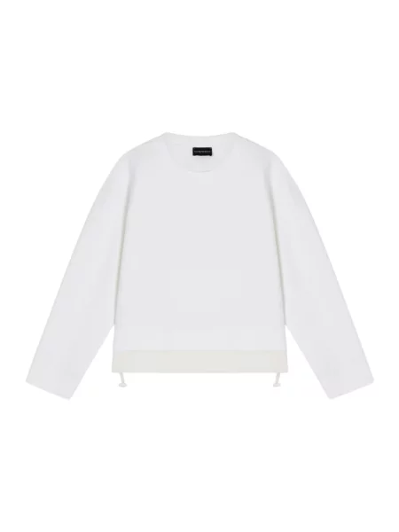 Bluza Emporio Armani z dżerseju z okrągłym dekoltem biała