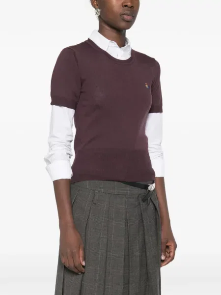 Pulover Vivienne Westwood cu broderie violet