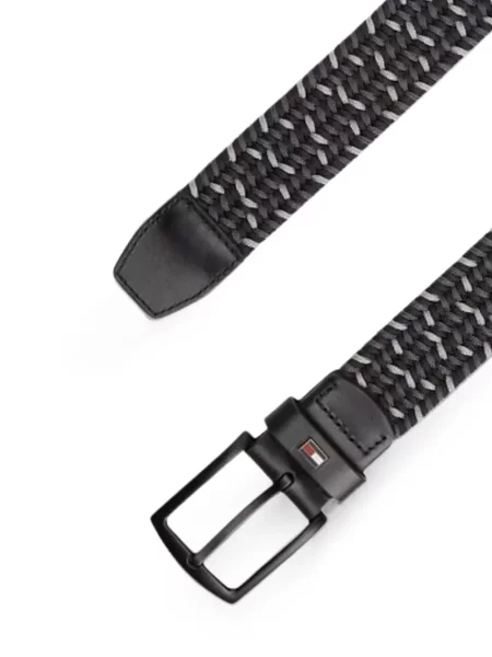 Cu centură curea Tommy Hilfiger din piele țesută negru