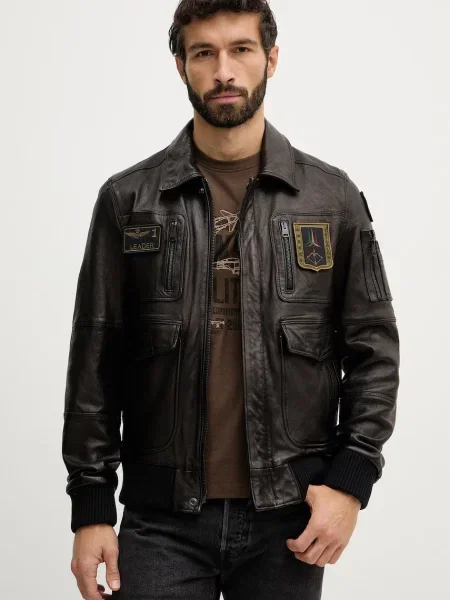 Aeronautica Militare geacă de piele maro