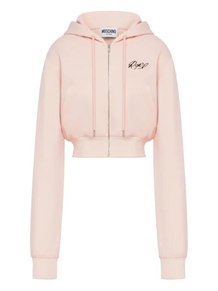 Bluza z kapturem Moschino Jeans z nadrukiem różowa