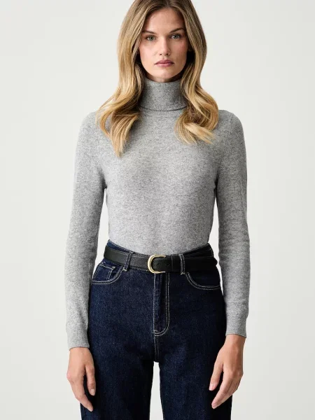Barbour pulover cu guler înalt de damă din lână Pendle Roll gri