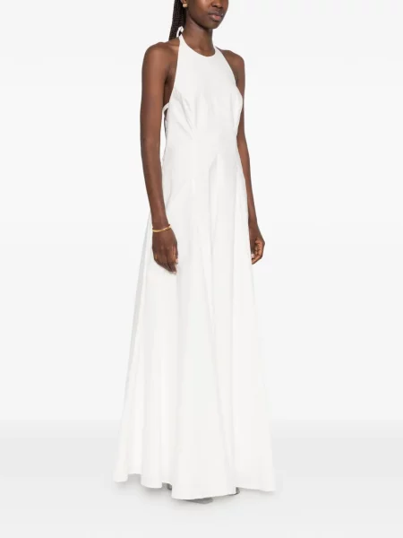 Rochie maxi Brunello Cucinelli cu gât halter alb