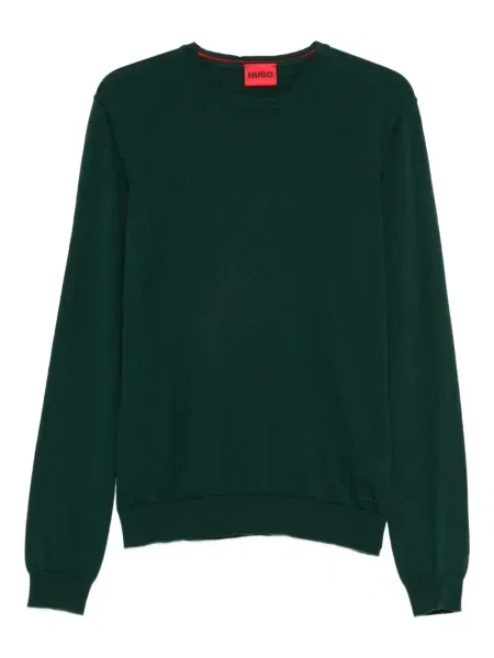 Pulover Boss cu decolteu rotund verde