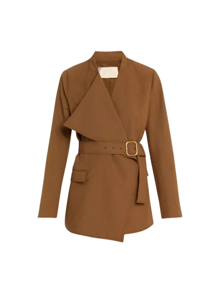 Marynarka Ulla Johnson wełniana drapowana brązowa