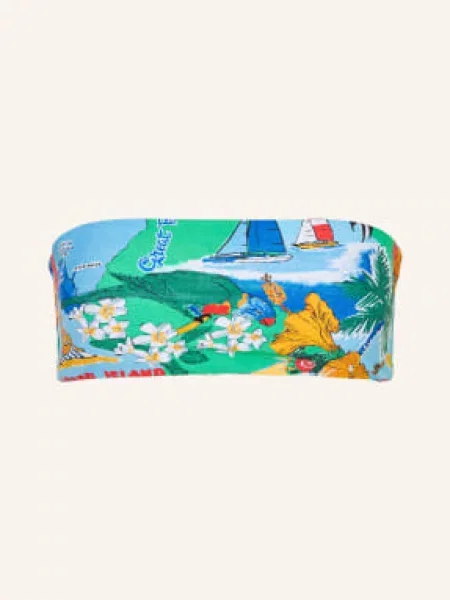 Seafolly Bandeau Bikiny Viva Vacation tmavě / oranžová / zelená modrá