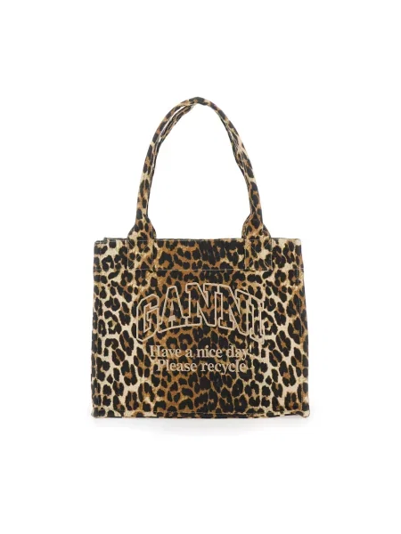 Torebka Ganni w panterkę brązowa