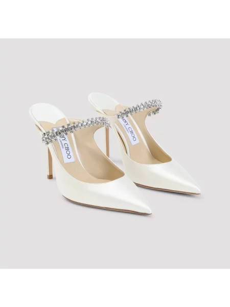 Satynowe klapki Jimmy Choo białe