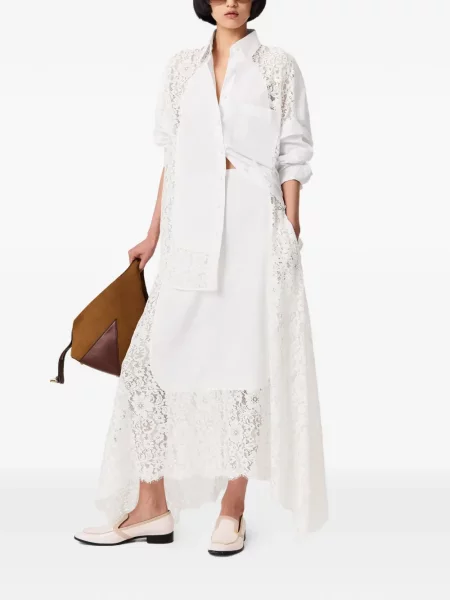 Fustă Stella Mccartney din dantelă alb