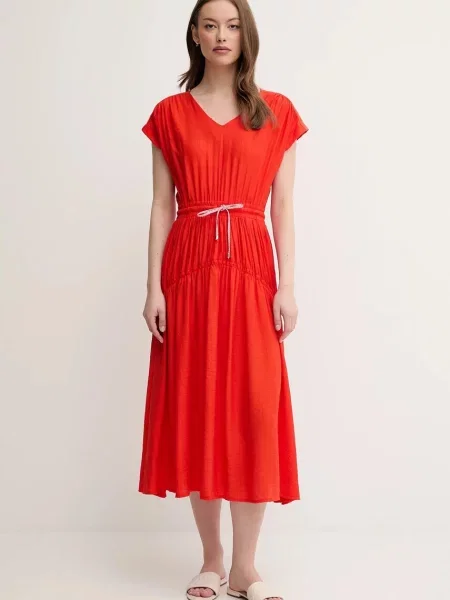 La Petite Française sukienka RAYAN midi rozkloszowana RAYAN pomarańczowy