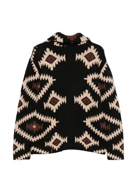 Gulerat cardigan Fortela cu imprimeu geometric negru