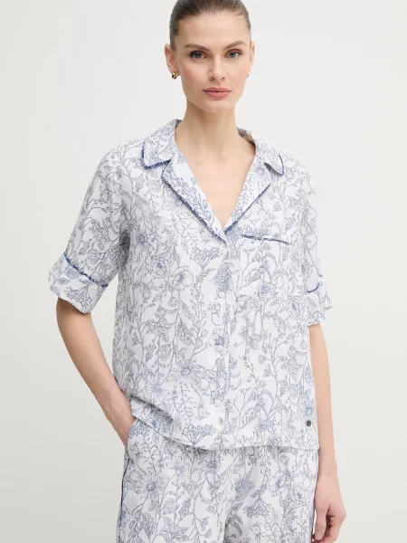 Pepe Jeans camasa de in DORIS femei cu guler clasic regular alb