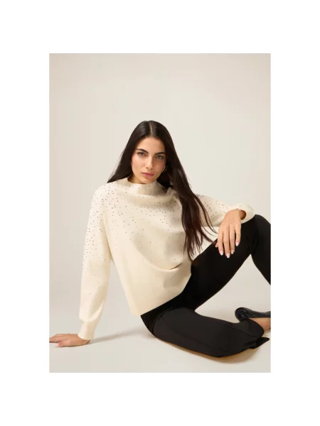 Sweter z golfem Oltre biały