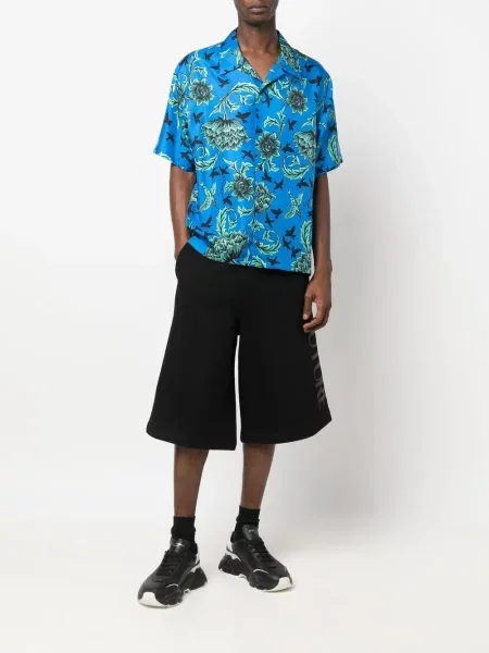 Raštuotos džinsiniai šortai Versace Jeans Couture juoda