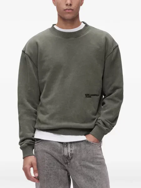 Pulover Karl Lagerfeld Jeans cu autograf verde