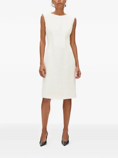 Rochie Another Tomorrow fără mâneci din tweed alb