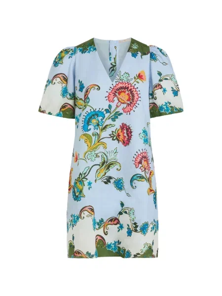 Sukienka Marie Oliver w kwiatki garniturowa niebieska