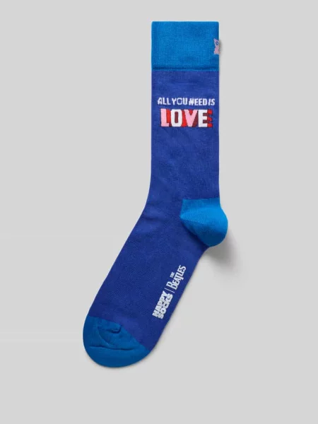 Skarpety z nadrukiem z napisem model The Beatles' Happy Socks niebieskie