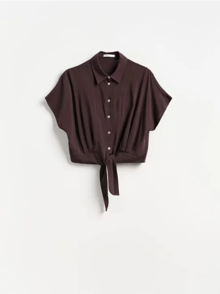 Reserved Tricou cu fundă maro-închis maro