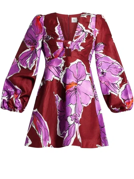 Sukienka mini Aje w kwiatki z nadrukiem garniturowa czerwona