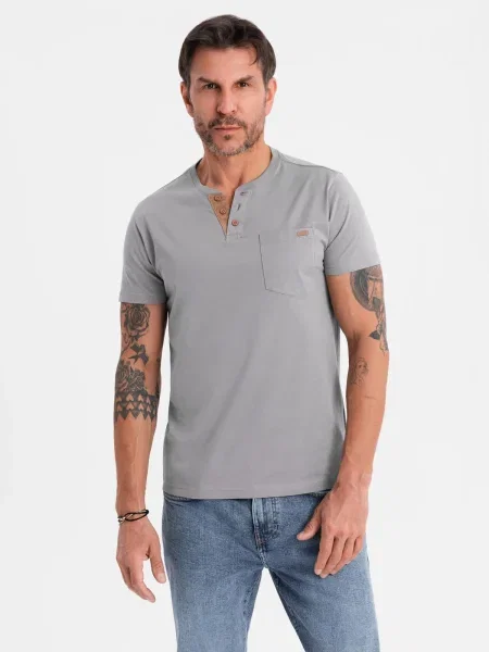 Tricou Ombre din piele de căprioară gri