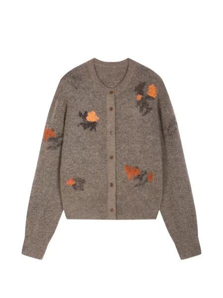 Cardigan Jnby cu model floral maro
