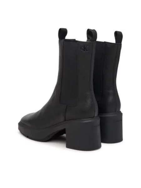 Calvin Klein Bokacsizma Block Heel Chelsea Boot Lth fekete