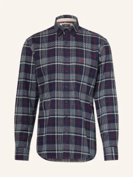 Fynch-Hatton Koszula Flanelowa O Kroju Regular Fit blau biała