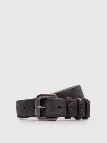 Замшевий з ланцюжком моніль Brunello Cucinelli сірий