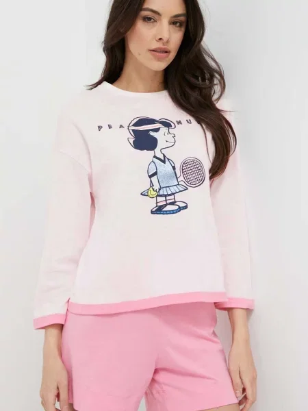 Піжамна футболка United Colors of Benetton x Peanuts рожевий з