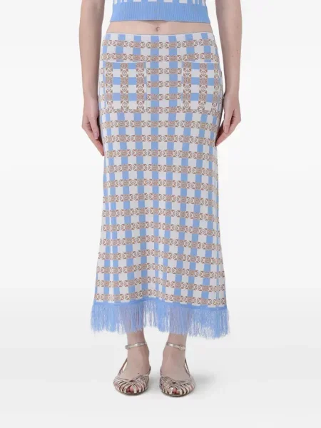 Spódnica midi Baum Und Pferdgarten z frędzli do kolan niebieska
