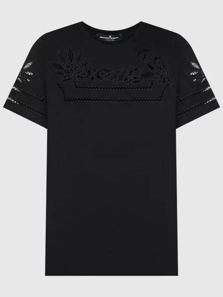 Кружевная футболка Ermanno Scervino черная