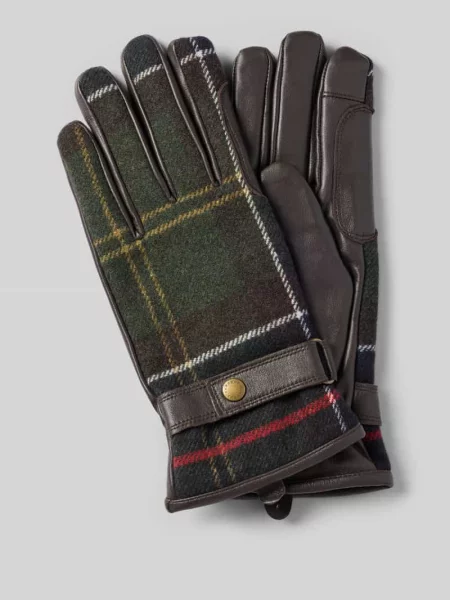 Rękawiczki z mieszanka skóry i wełny Barbour zielone