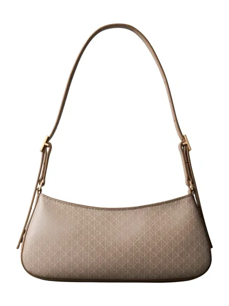Geantă Calvin Klein Emblem Aop Small Shoulder Bag bej