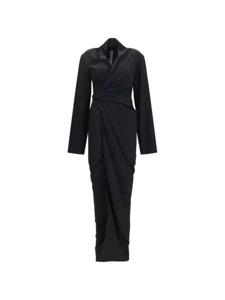 Rochie maxi Rick Owens drapată plic negru