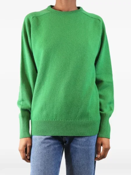 Lung pulover Crimson cu decolteu rotund verde