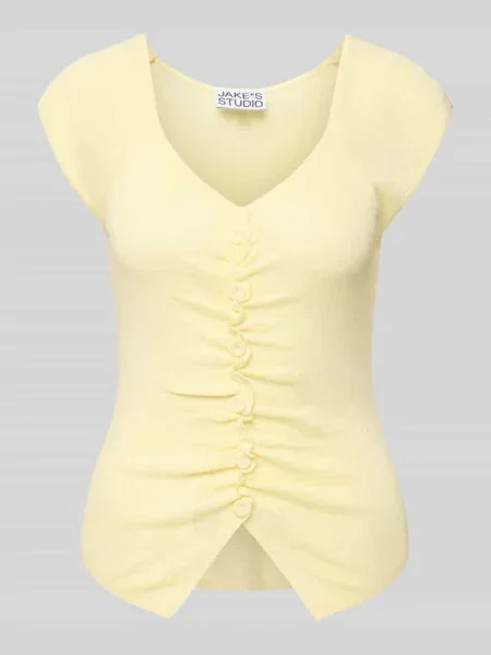 Bluzka z dzianiny z listwą guzikową i marszczeniami Jake*s Studio Woman