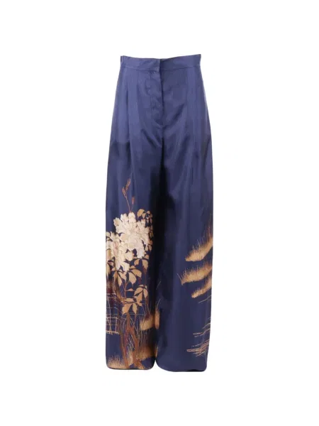 Pantaloni Max Mara cu model floral cu imagine albastru
