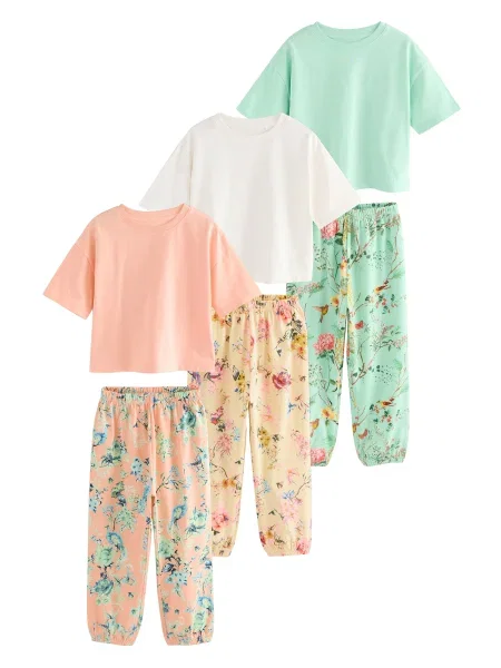 Next Pijamale verde deschis / portocaliu / murdar alb
