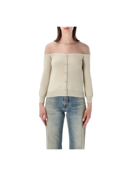 Dzianinowy sweter Mm6 Maison Margiela beżowy